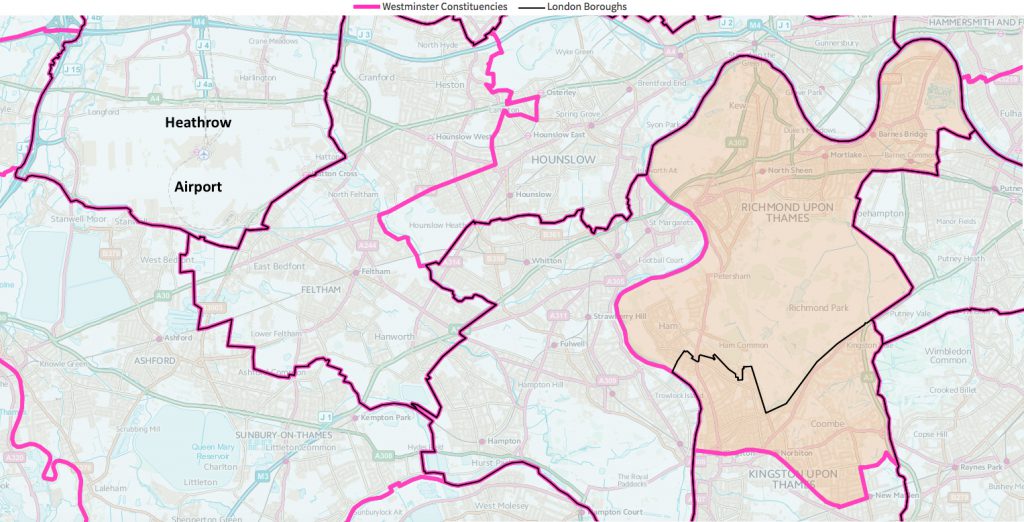 Richmond Park Constituency Map 2016 © Crown Copyright and database right 2016 MOU 504